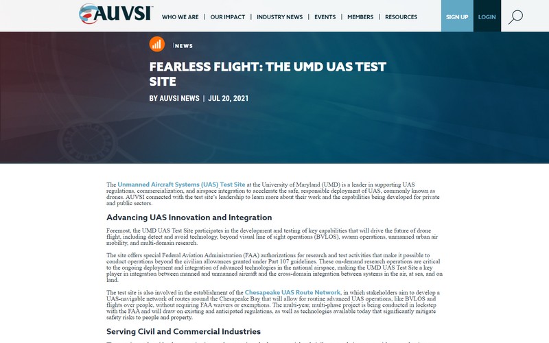 Fearless flight: the UMD UAS test site