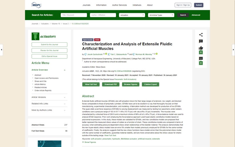 Characterization and analysis of extensile fluidic artificial muscles