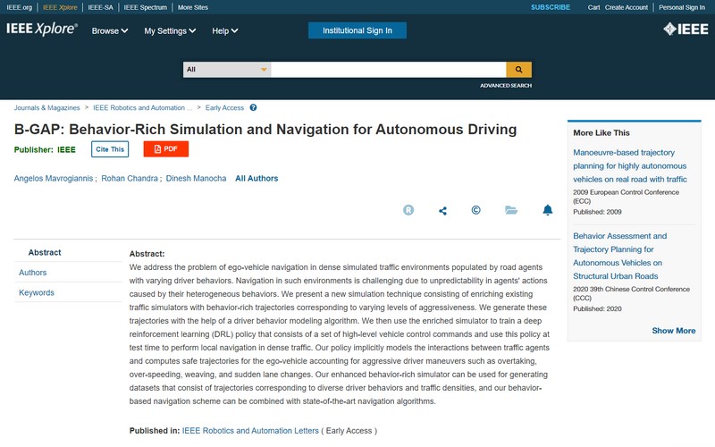 B-GAP: Behavior-rich simulation and navigation for autonomous driving