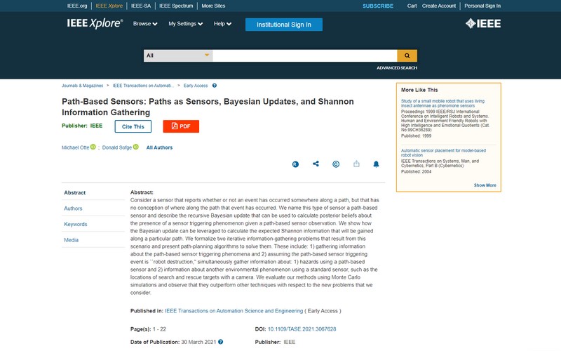 Path-based sensors: paths as sensors, Bayesian updates, and Shannon information gathering