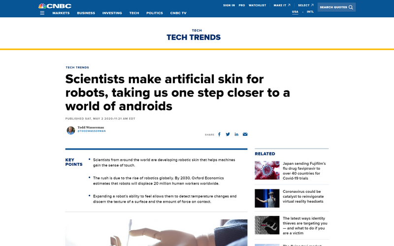 Scientists make artificial skin for robots