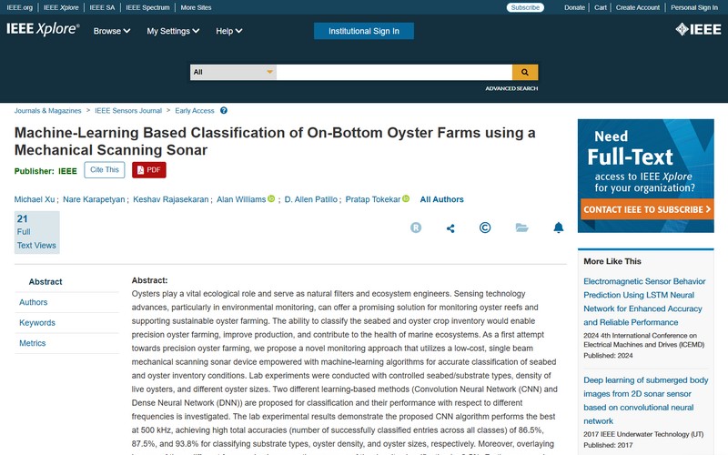 Machine-learning based classification of on-bottom oyster farms