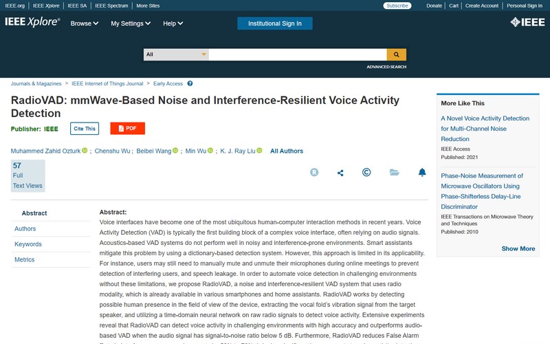 RadioVAD: mmWave-based noise and interference-resilient voice activity detection