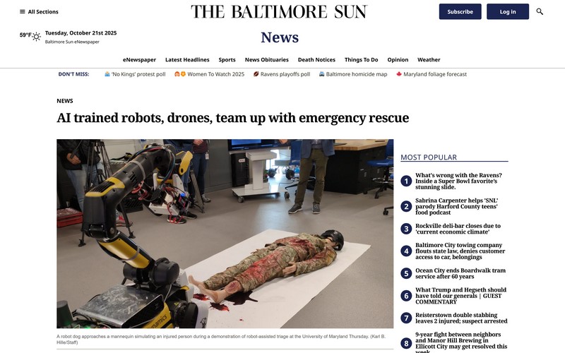 AI trained robots, drones, team up with emergency rescue