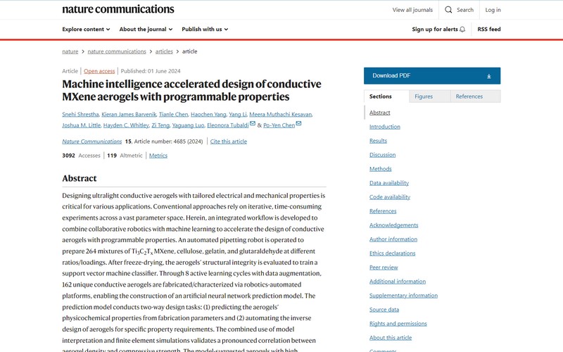 Machine intelligence accelerated design of conductive MXene aerogels