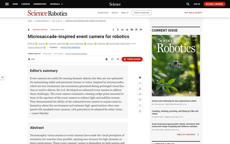 Microsaccade-inspired event camera for robotics