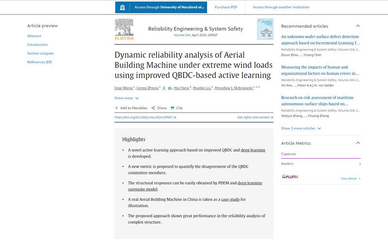 Dynamic reliability analysis of Aerial Building Machine