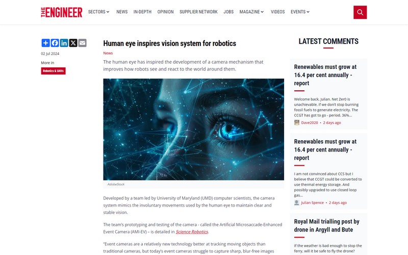 Human eye inspires vision system for robotics