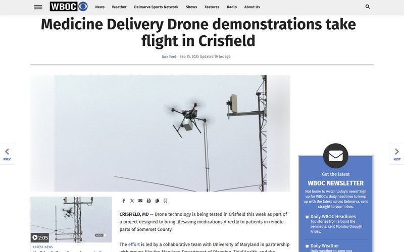 Medicine delivery drone demonstrations take flight in Crisfield