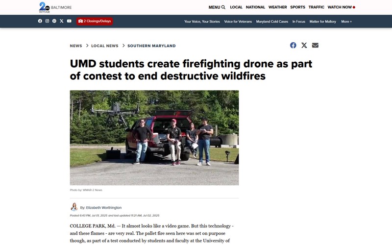 UMD students create firefighting drone
